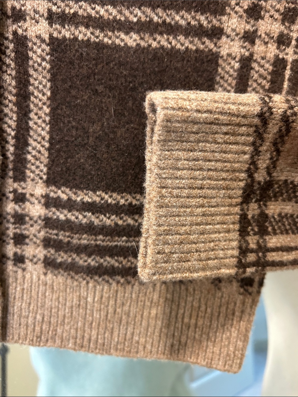 Viral ZARA Plaid Knit Button Cardigan Sweater - Brown & Beige - Picture 4 of 5